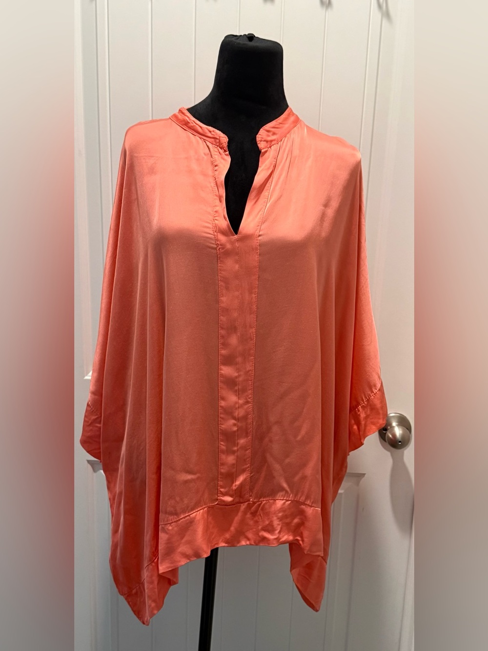 Sosia Italy Coral Silk-Look Kimono Blouse Tunic